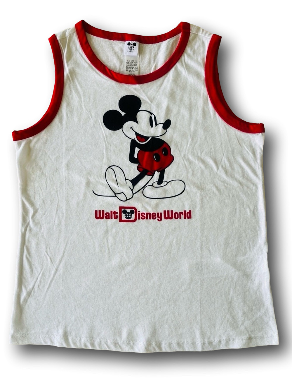 Disney Parks Classic Mickey Mouse White Tank Top with Red Trim Boys XL 14